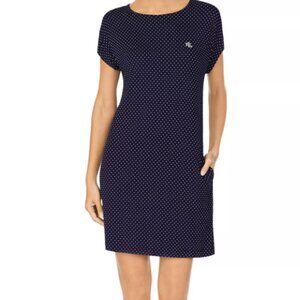 Ralph Lauren Navy White Polka Dot Nightgown Pockets Pajamas PJs Size M Medium